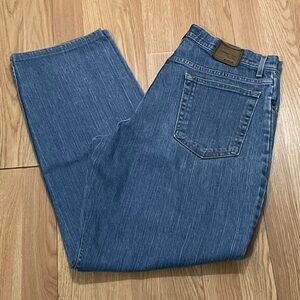 Made In USA McKenzie Tribe Dungarees Men 35X34 (33x30)  Relaxed Fit  Blue Jeans